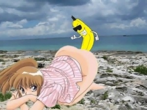 Bad banana has fun at the beach.