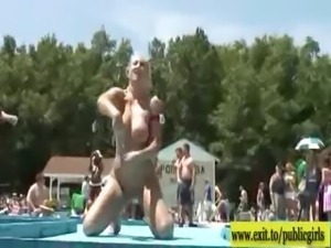 Dozens Public exposed pussies at summer party