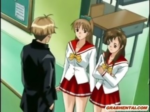 Bondage schoolgirl hentai with muzzle gets dildoed