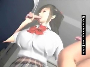Hot 3D Hentai Schoolgirl Gives Titjob free