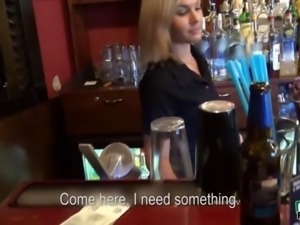 Blonde Barmaid Rihanna pounded for some penny