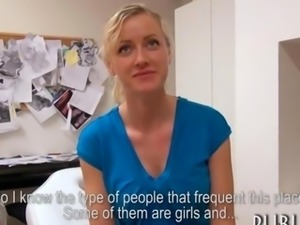 Massive tits blonde Czech slut fucked for money