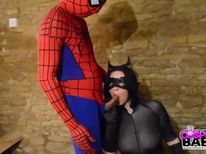 cosplay babes busty catwoman fucked by spiderman