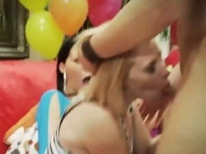 Sexy girls party hard with professional strippers