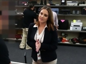 Huge juggs business lady fucked by pawnshop keeper
