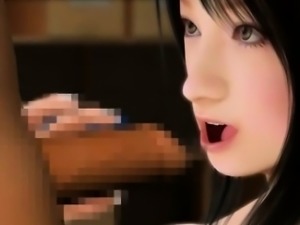 Japan 3D hentai cutie gives head job