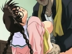 Hentai girl with glasses gets fucked rough by older man