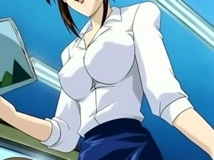 Anime  school teacher in short skirt shows pussy