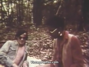 Black Girl Sucks and Rides White Cock in Woods (Vintage)