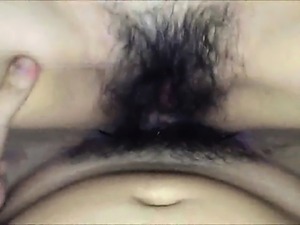 Hairy Asian couple haviing vaginal sex - POV