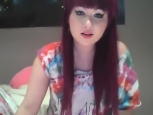 Shy adorable although woman on skype