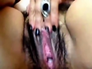 Houswife and her large, hairy vagina play