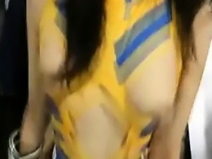 Attractive Asian cheerleader gets her wet peach eaten out a