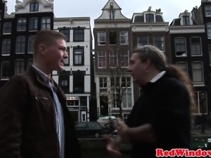 Real Dutch prostitute pleasuring tourist cock