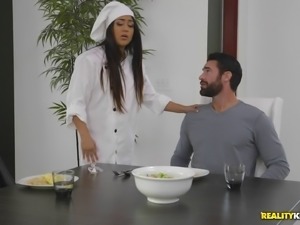 Seductive Lexy is a good cook and she should be rewarded with cock