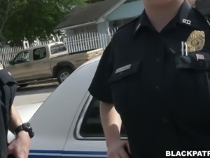 Two slutty police officers take advantage over black scofflaw