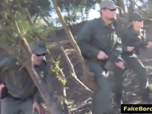 Teen immigrant drilled by the border ranger's hard cock