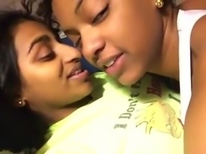 2 Cute Black Lesbians Make Out In Bed