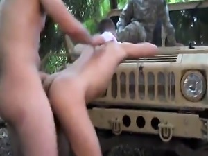 Soldiers enjoying naughty anal pounding outdoors