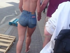 Candid Hot PAWG Tight Little Shorts - Sexy Legs &amp; Flip Flops