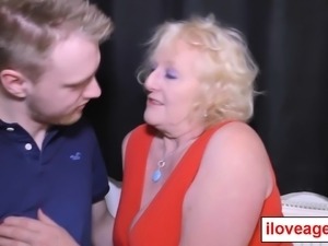 Claire's granny cunt pounded from behind by a young man