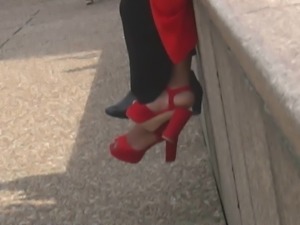 Ebony in red heels