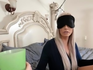 Tricky stepson fucking his blindfolded MILF stepmother