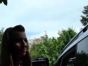 HUNT4K. Slutty girl has dirty sex in the car in front of bf