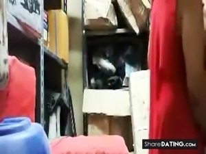 Arab couple fucking in the store room