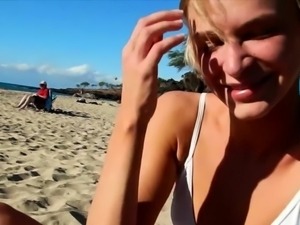 Amateur blonde slut outdoor banging following picnic
