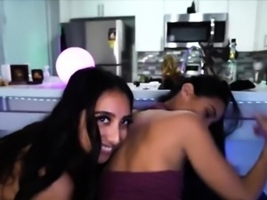 Fucking two Latina girlfriends at once and filming it