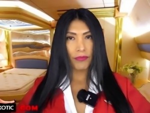 Hot latina flight attendant pawns pussy and got fucked