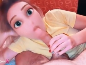 Realistic Sex Doll does Blowjob with wild moans