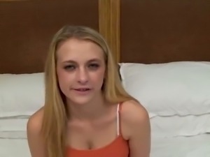 She is 18 and very nervous starring in her first xxx video