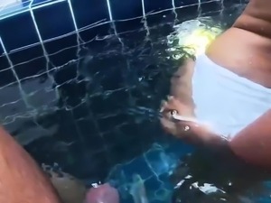 Skinny amateur Thai teen fucked by pool