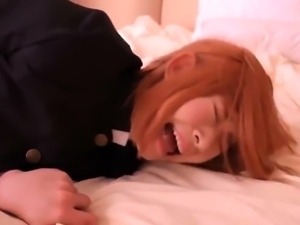 Asian schoolgirl taking a deep fucking and a mouthful of cum