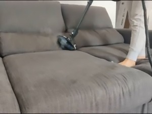 Hidden camera caught step- inside the sofa showing feet soles