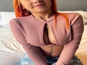 Big tits Redhead Latina Babe With Asshole Tattoo Sucks Dick