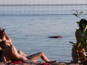 Hot and horny teens having lesbian fuckfest on the beach