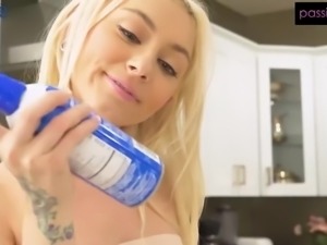Horny Guy Enticed His Slim Blonde GF Chloe Into Sensual Sex In the Kitchen &...