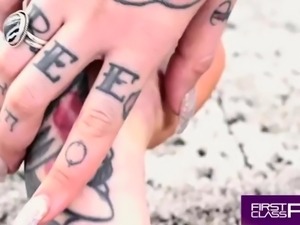 Tattooed Skinny Beauty Deep Throating Cock