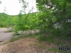 Skinny girl Eva takes a risk to fuck a stranger in public