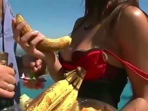 Hot babe Nikki Benz is pleasing her man Rocco Siffredi on the beach with...