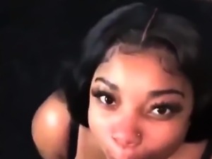 Booty beauty facialized after sucking dick
